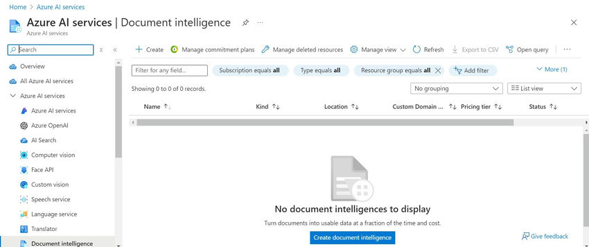 Click Azure document